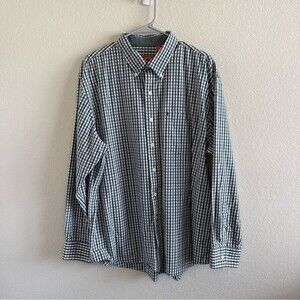 IZOD Long Sleeve Plaid Button Down Mens Shirt 100% Cotton XL
